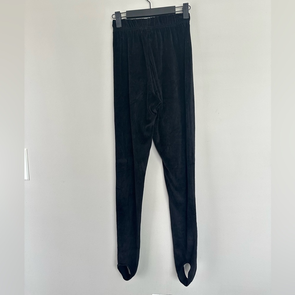 Y2K One Step Up Black Velour Stirrup Pants S Soft Grunge Balletcore